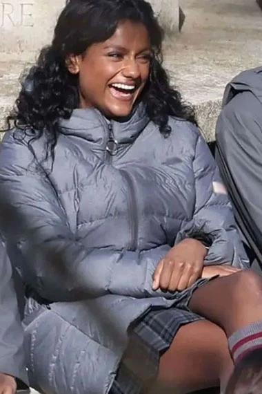 Simone Ashley Sex Education Olivia Hanan Quilted Puffer Coat