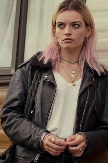 Sex Education Emma Mackey Maeve Wiley Biker Leather Jacket