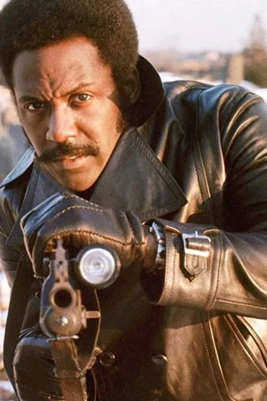 Shaft Richard Roundtree Bomber Black Leather Trench Jacket