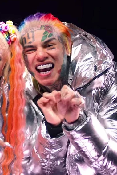 Trollz 6ix9ine Tekashi Metallic Silver Polyester Puffer Jacket