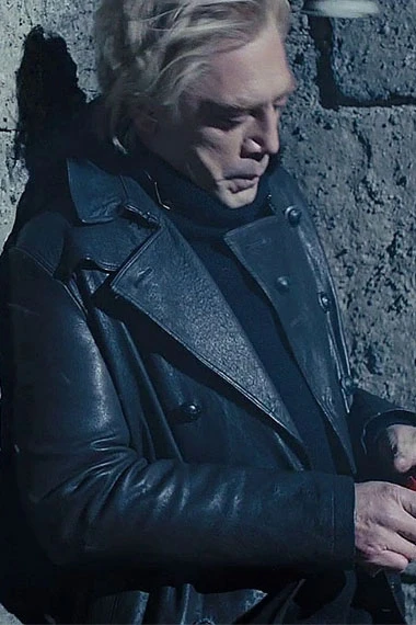 Javier Bardem Skyfall Raoul Silva Black Leather Trench Coat