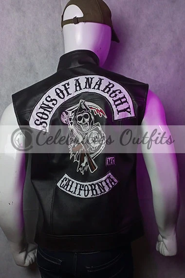 Charlie Hunnam Jax Teller Sons Of Anarchy Black Leather Vest charlie-hunnam-sons-of-anarchy-vest