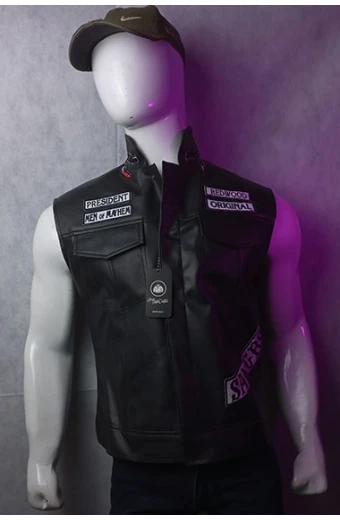 Charlie Hunnam Jax Teller Sons Of Anarchy Black Leather Vest charlie-hunnam-sons-of-anarchy-vest