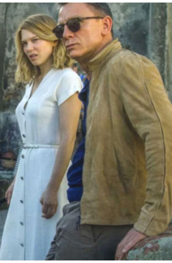 Daniel Craig James Bond Spectre Beige Suede Leather Jacket james-bond-spectre-suede-jacket