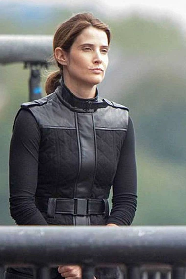 Maria Hill Spider-man Cobie Smulders Black Cotton Quilted Vest