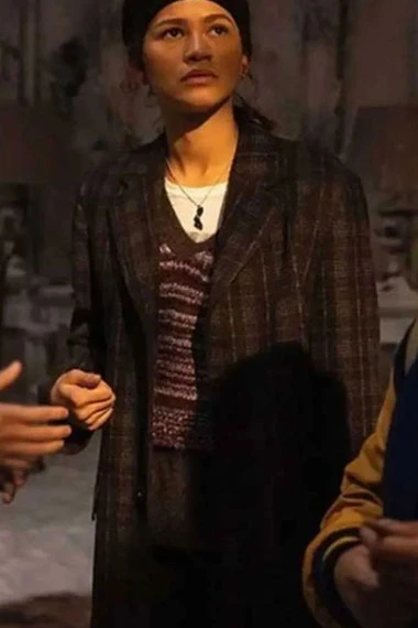 Michelle Jones Spider Man No Way Home Zendaya Plaid Wool Coat