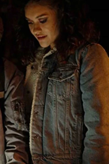Kate Marissa Reyes Spirit Halloween Bomber Blue Denim Jacket