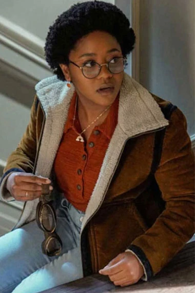 Anjelika Washington Beth Chapel Stargirl Brown Suede Jacket
