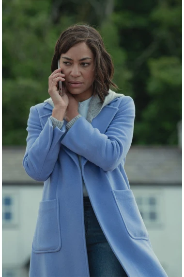 Megan Pierce Stay Close Cush Jumbo Blue Long Coat