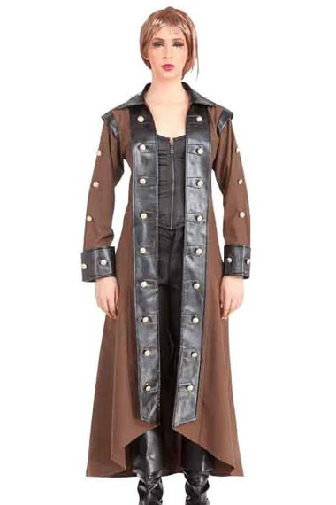 Victorian Steampunk Lieutenant Estfeld Brown Cosplay Coat