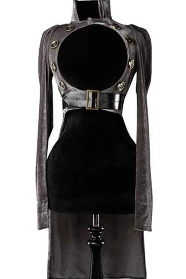 Victorian Steampunk Womens Open Bust Grey Velvet Tailcoat