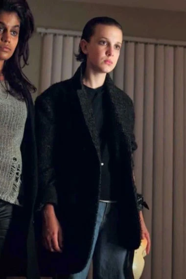 Eleven Stranger Things Millie Bobby Brown Black Wool Coat
