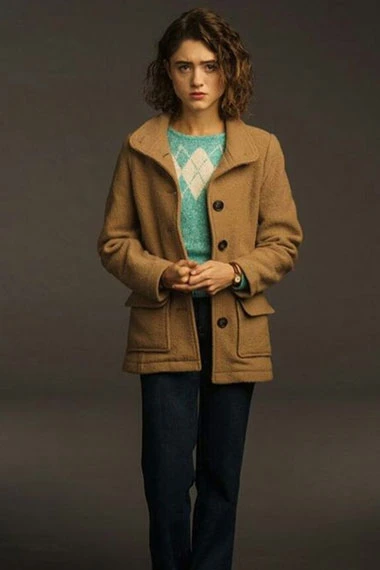 Natalia Dyer Stranger Things Nancy Wheeler Brown Wool Coat