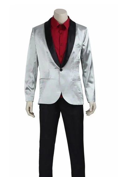 Suicide Squad Joker Jared Leto Silver Cotton Trench Blazer