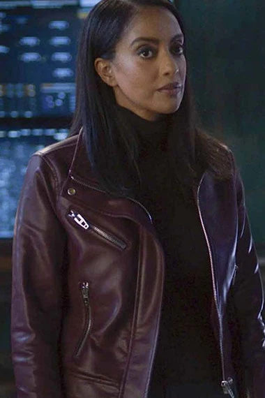 Azie Tesfai Supergirl Kelly Olsen Burgundy Leather Jacket