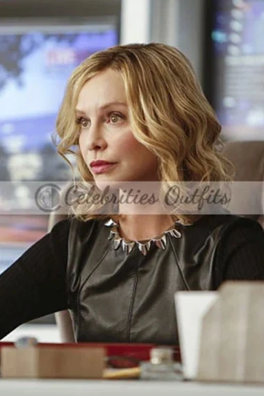 Calista Flockhart Cat Grant Supergirl Black Leather Vest cat-grant-supergirl-vest