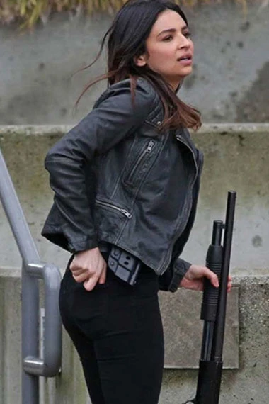 Supergirl Maggie Sawyer Floriana Lima Black Leather Jacket