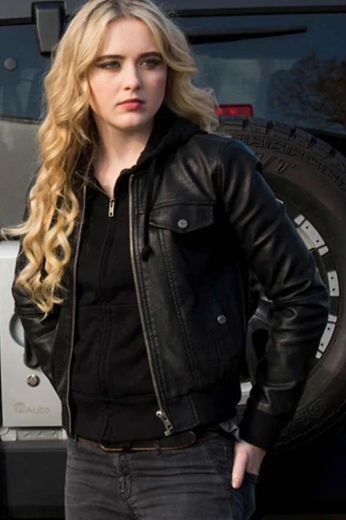Supernatural Kathryn Newton Claire Novak Black Leather jacket