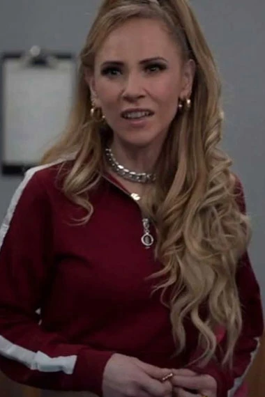 Juno Temple Ted Lasso Keeley Jones Maroon Cropped Jacket