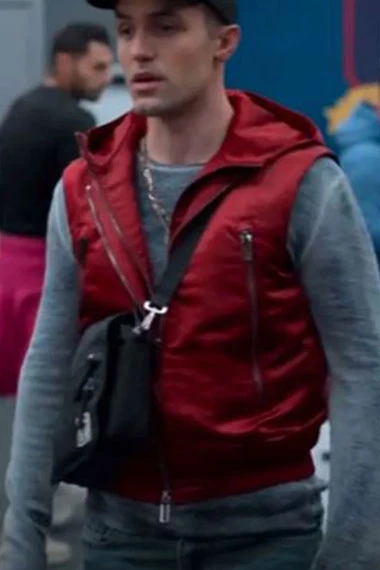 Phil Dunster Jamie Tartt Ted Lasso Hooded Red Satin Vest