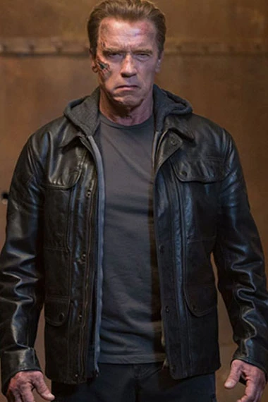 Arnold Schwarzenegger Terminator Genisys Black Biker Jacket