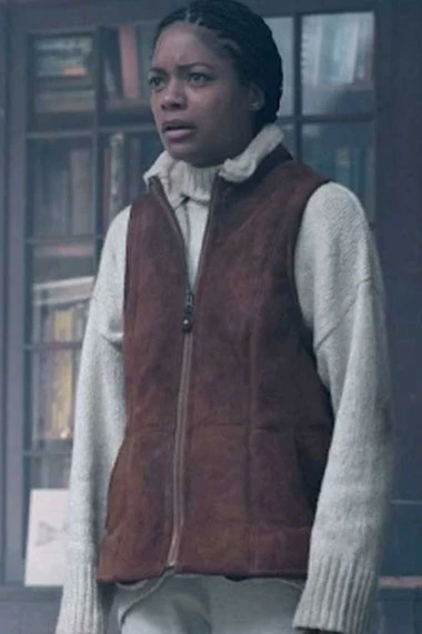 Helen Naomie Harris The Third Day Brown Suede Leather Vest