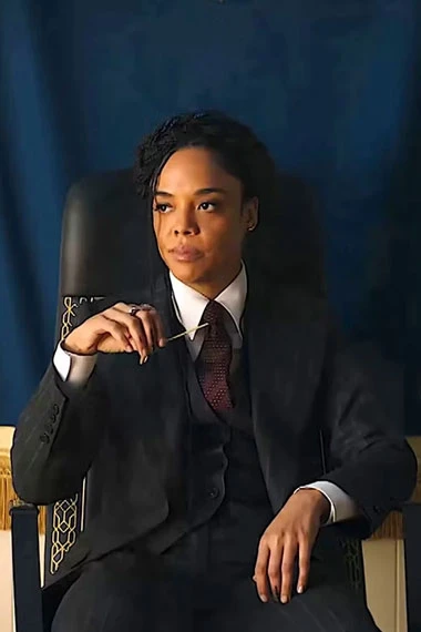 Valkyrie Thor Tessa Thompson Black Cotton Pinstripe Blazer