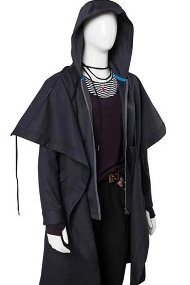 Raven Titans Rachel Roth Teagan Croft Hooded Black Cotton Coat