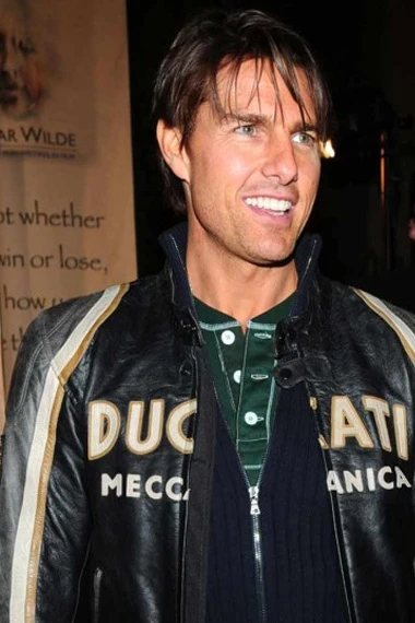 Tom Cruise Ducati Meccanica Motorcycle Black Leather Jacket
