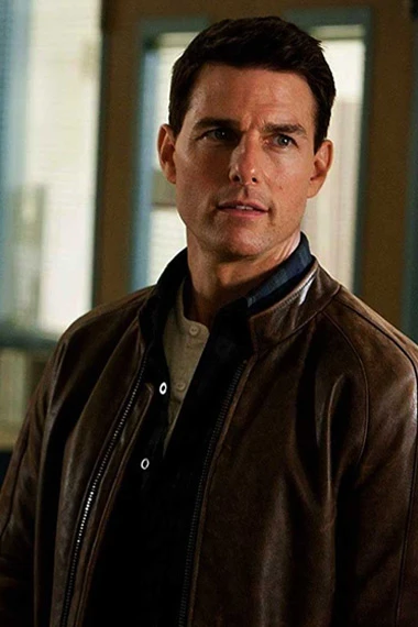 Tom Cruise Jack Reacher Mens Biker Brown Leather Jacket