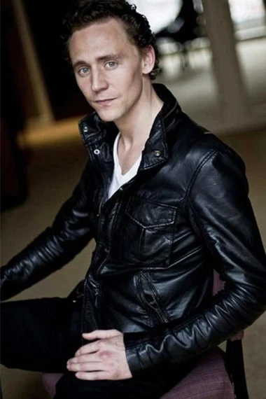 Casual Mens Tom Hiddleston Street Style Biker Leather Jacket