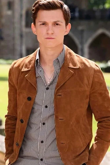 Mens Casual Thomas Stanley Holland Brown Suede-Leather Jacket
