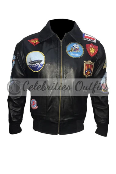Top Gun Tom Cruise Maverick Aviator Bomber Shearling Jacket tom-cruise-top-gun-black-jacket