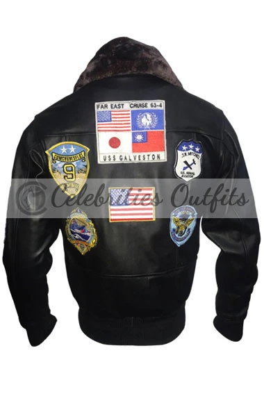 Top Gun Tom Cruise Maverick Aviator Bomber Shearling Jacket tom-cruise-top-gun-black-jacket