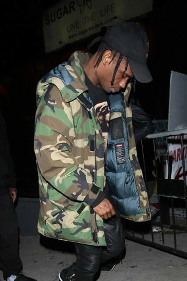 Mens Travis Scott Casual Camouflage Cotton Puffer Jacket