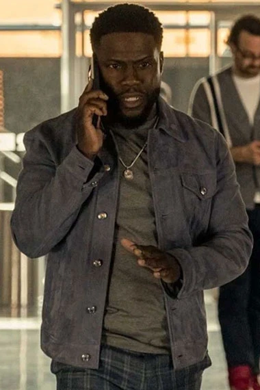 Kid True Story Kevin Hart Bomber Blue Suede Leather Jacket