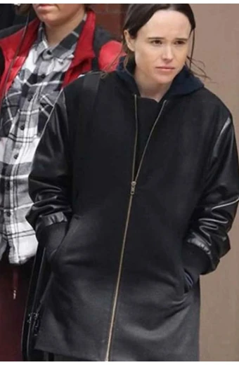 The Umbrella Academy TV Series Ellen Page Black Leather Coat the-umbrella-academy-vanya-hargreeves-coat