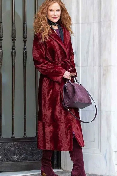 Nicole Kidman Grace Fraser The Undoing Maroon Velvet Coat