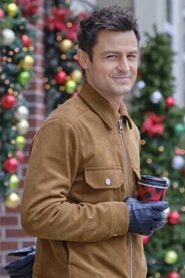 Tyler Hynes Jamie An Unexpected Christmas Brown Suede Jacket