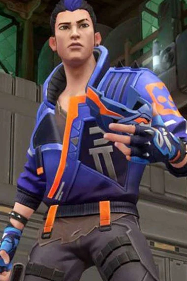 Valorant Video Game Yoru Bomber Blue Cosplay Leather Jacket