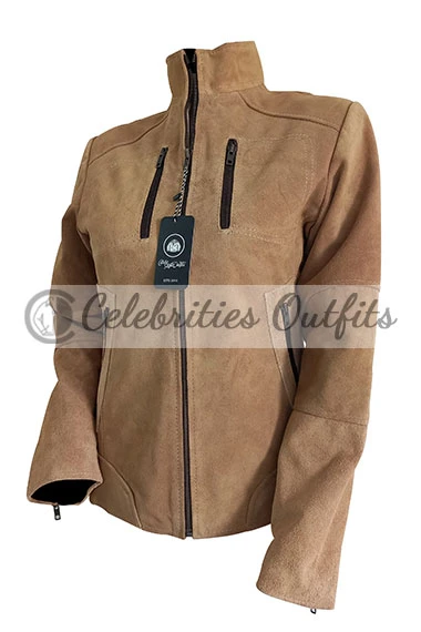 Nina Dobrev Elena Gilbert Vampire Diaries Brown Suede Jacket