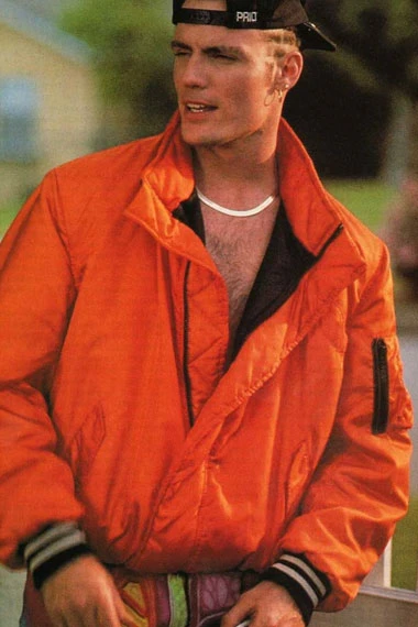 Vanilla Ice Robert Matthew Orange Bomber Parachute Jacket
