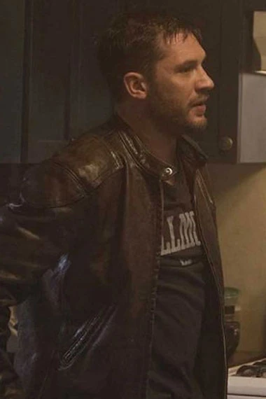 Tom Hardy Venom Eddie Brock Brown Distressed Leather Jacket