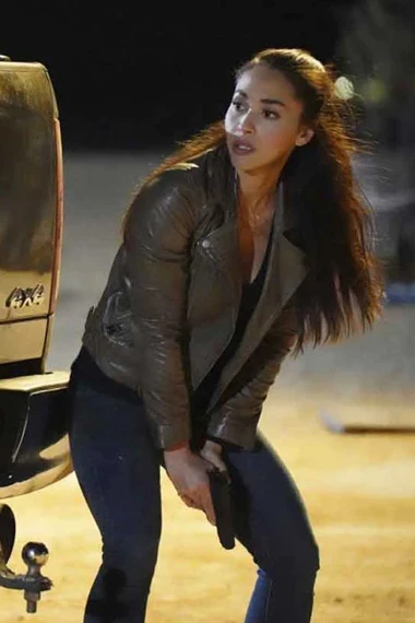 Micki Ramirez Lindsey Morgan Walker Biker Brown Leather Jacket