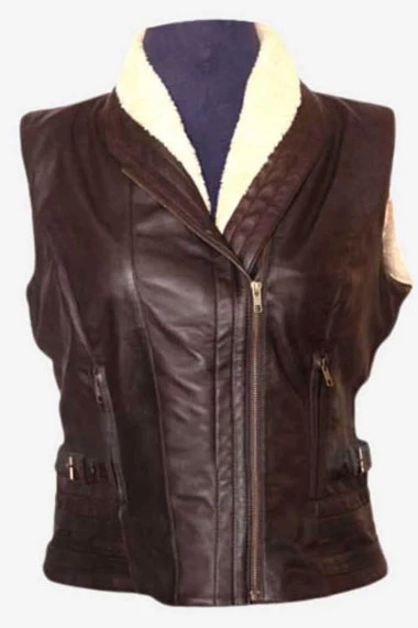 Walking Dead Laurie Holden Andrea Harrison Brown Leather Vest