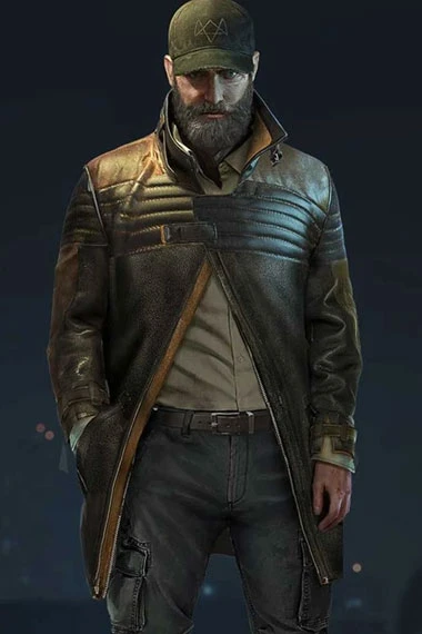 Aiden Pearce Watch Dogs Legion Black Cosplay Leather Coat