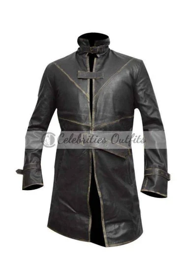 Aiden Pearce Video Game Watch Dogs Black Cosplay Leather Coat