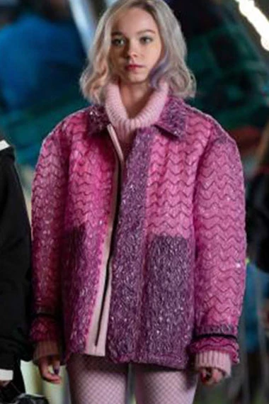 Enid Sinclair Emma Myers Wednesday Pink Wool-Blend Jacket