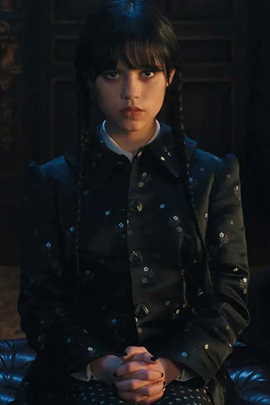 Wednesday TV Series Jenna Ortega Black Cosplay Satin Coat