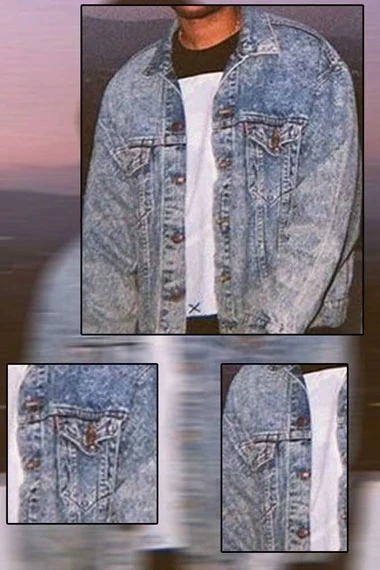 Mens The Weeknd Casual Street Style Bomber Blue Denim Jacket